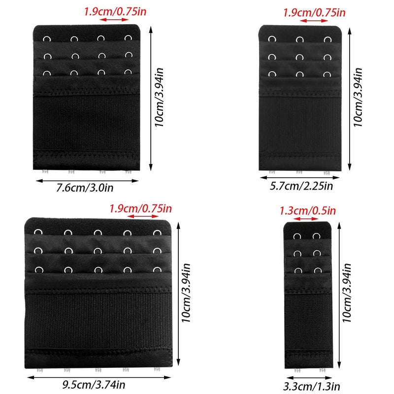 ACKLLR 12 Pieces Flexible Bra Extender Strap 2/3/4/5 Hooks 3 Rows Adjustable Elastic Bra Band Extension for Women, Black/White/Beige - Image 2